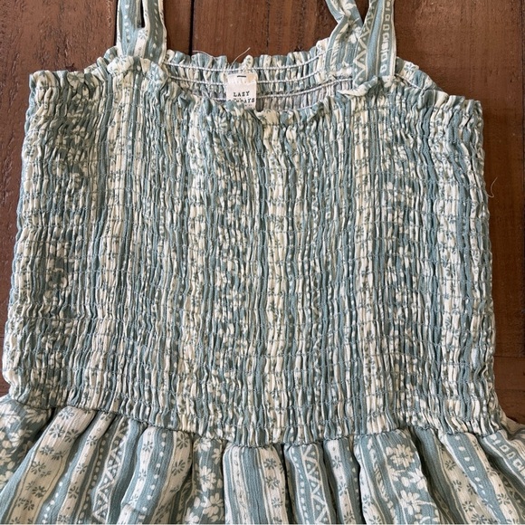 Lazy Sundays Anthropologie Dress Smocked Tie Bows Floral Stripe Layered Medium - Picture 3 of 10
